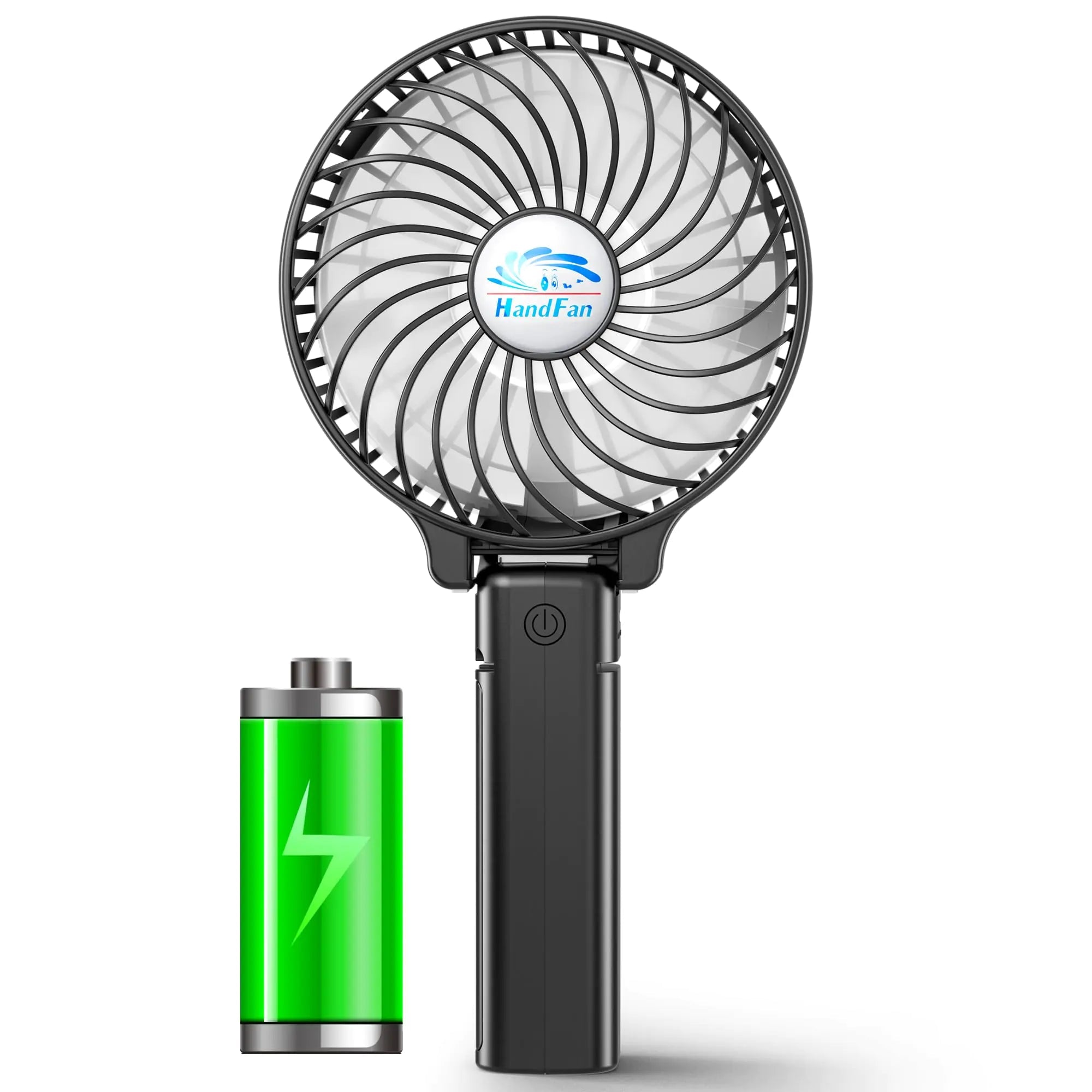 HandFan Portable Fans Battery Operated Handheld Fan Rechargeable with Anti Automatic Working Button & Built-in Bracket USB Desk Fan Foldable (Black) Outlet Store