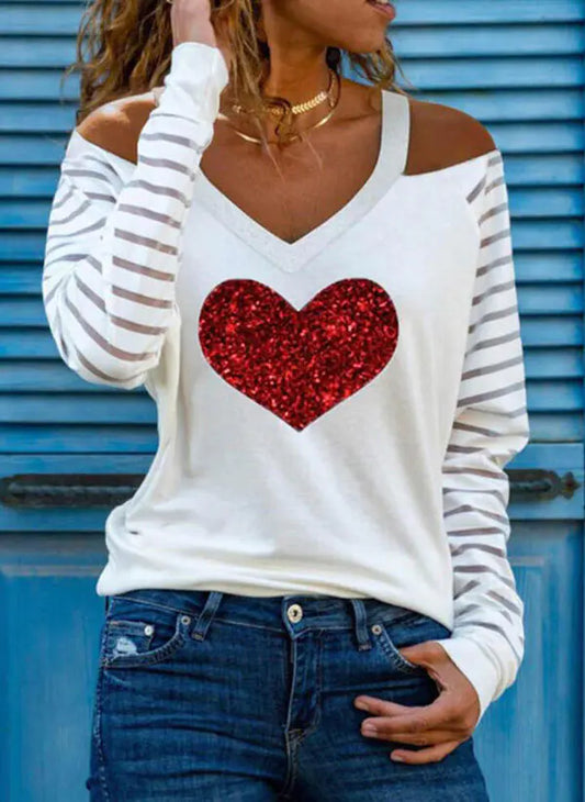 Chic V-Neck Off-Shoulder Women's Tee