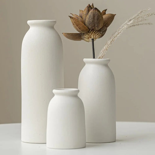 Boho Farmhouse Ceramic Vase Trio