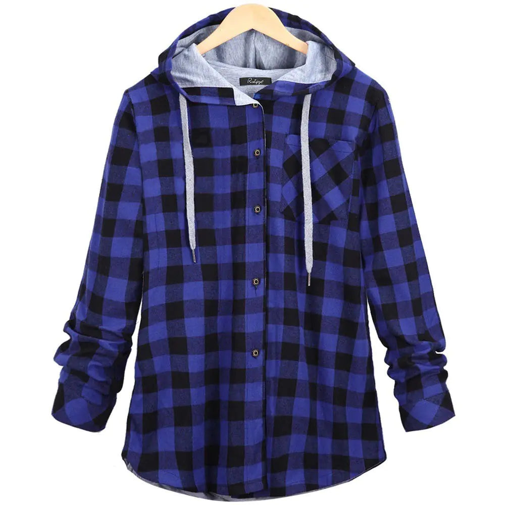 Multicolor Checked Hooded Cardigan for Women Outlet Store