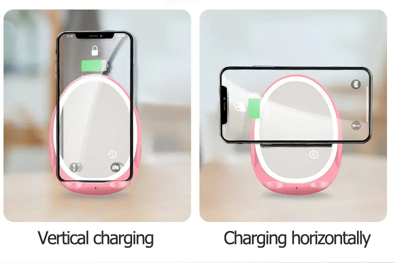 Portable Stand Mirror with Light and Wireless Charger Outlet Store