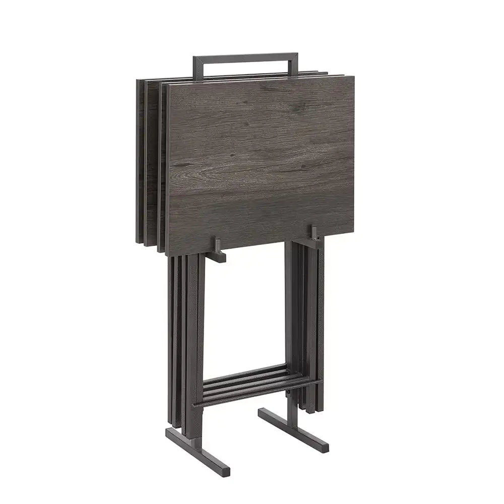 5 Piece Folding TV Tray Table Set,Foldable Sofa Side Table,End Table,Snack Table,Save Space,Grey Outlet Store