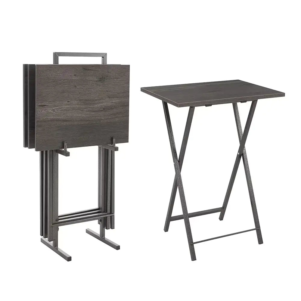 5 Piece Folding TV Tray Table Set,Foldable Sofa Side Table,End Table,Snack Table,Save Space,Grey Outlet Store