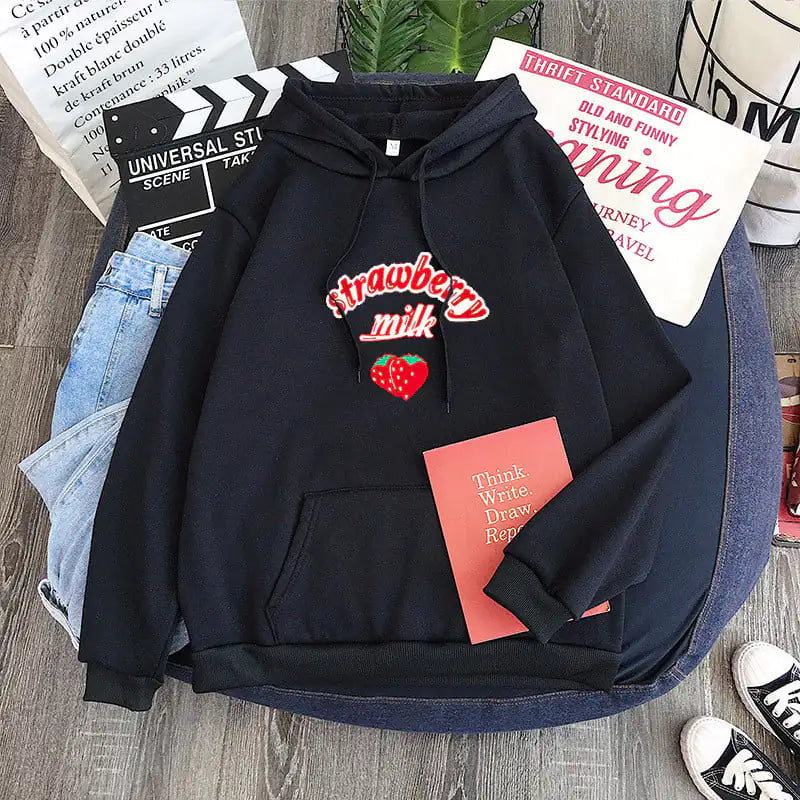 Harajuku Strawberry Milk Graphic Sweatshirt Outlet Store