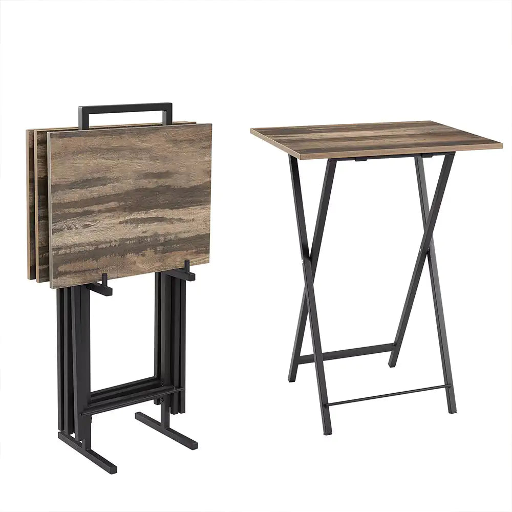 5 Piece Folding TV Tray Table Set,Foldable Sofa Side Table,End Table,Snack Table,Save Space,Grey Outlet Store