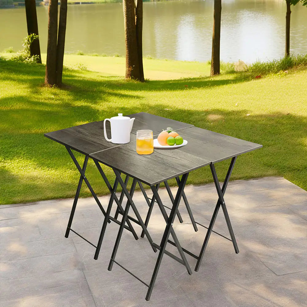 5 Piece Folding TV Tray Table Set,Foldable Sofa Side Table,End Table,Snack Table,Save Space,Grey Outlet Store