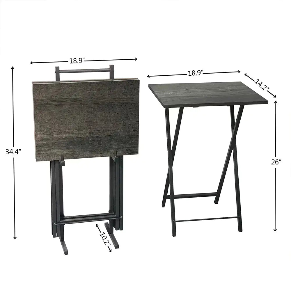 5 Piece Folding TV Tray Table Set,Foldable Sofa Side Table,End Table,Snack Table,Save Space,Grey Outlet Store