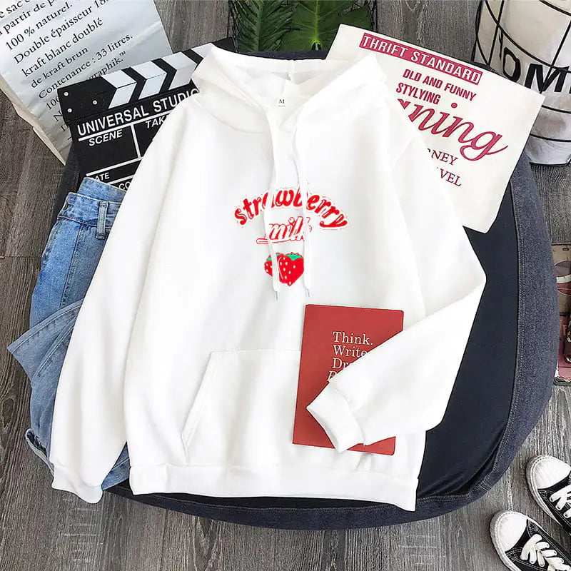 Harajuku Strawberry Milk Graphic Sweatshirt Outlet Store