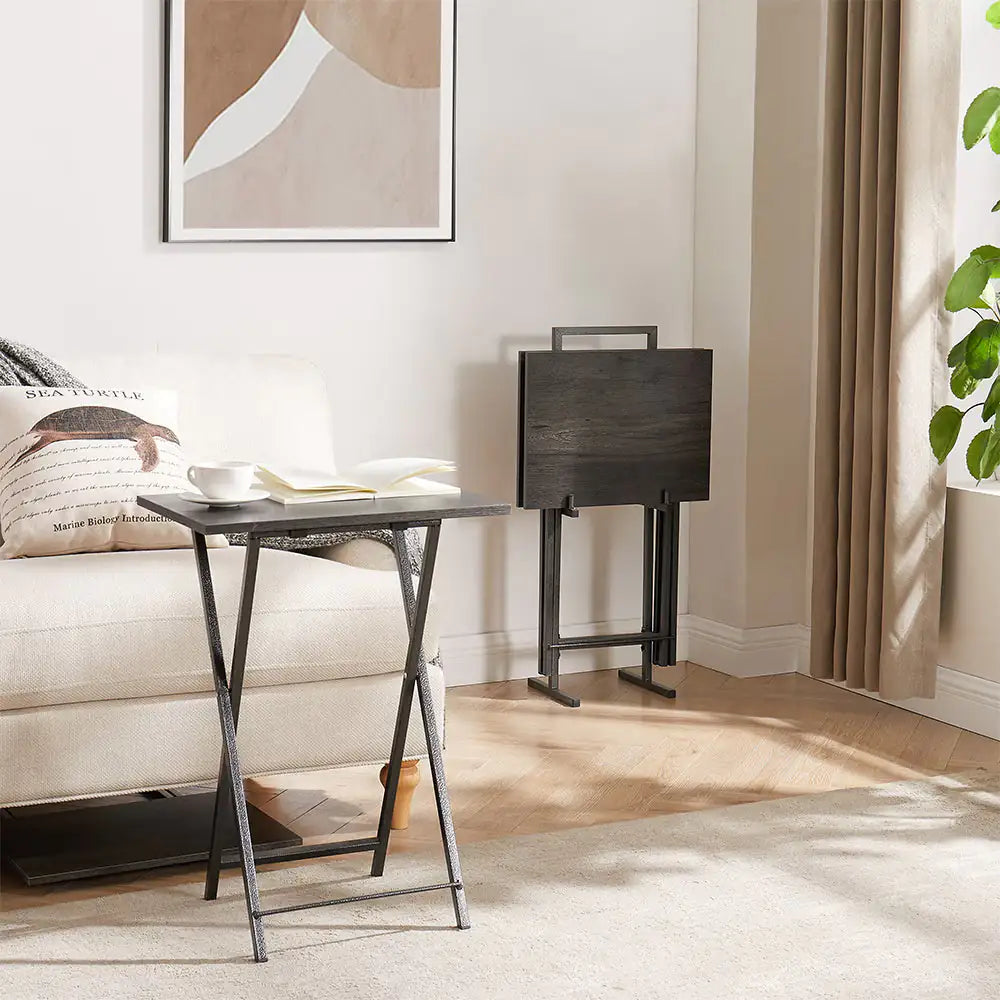 5 Piece Folding TV Tray Table Set,Foldable Sofa Side Table,End Table,Snack Table,Save Space,Grey Outlet Store